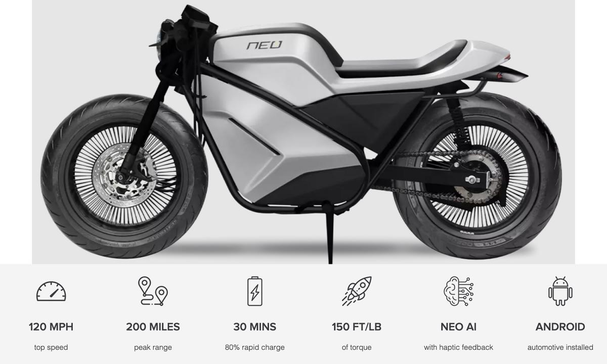 A view of the Neo One - an electric bike that will purportedly come with a free NFT