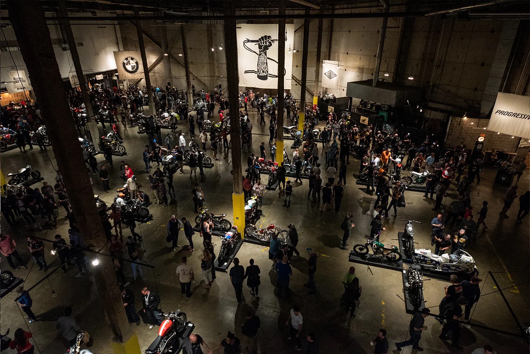 A view of the motorcycles that were present at previous years' of the Handbill Motorcycle Show