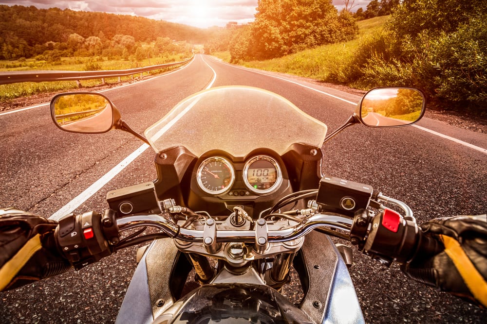 A view of a motorcyclist