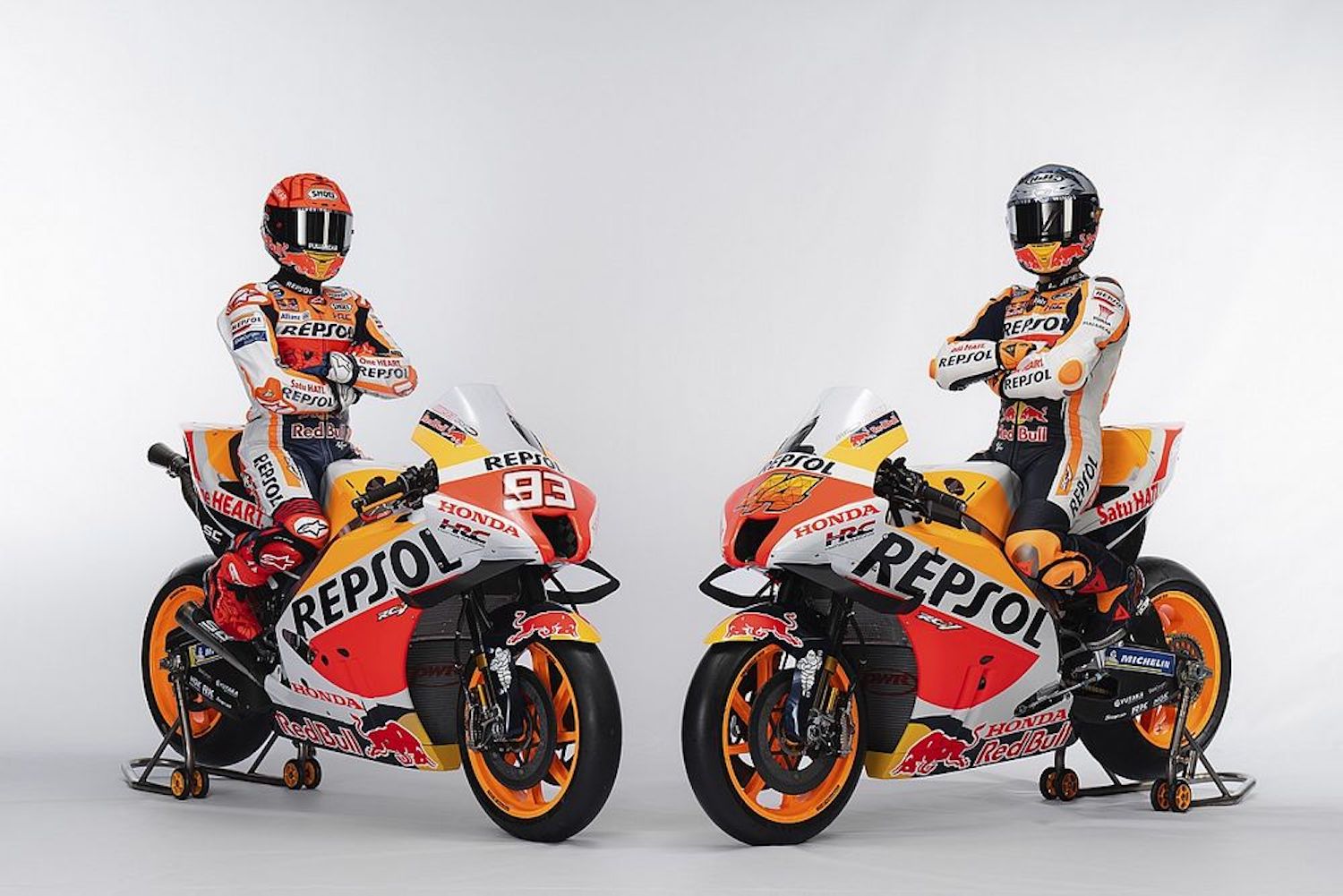 A view of the Honda Repsol Team, with their new livery for the 2022 season of MotoGP