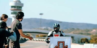 A view of the Sportster S punching through a country endurance record in Jaipur