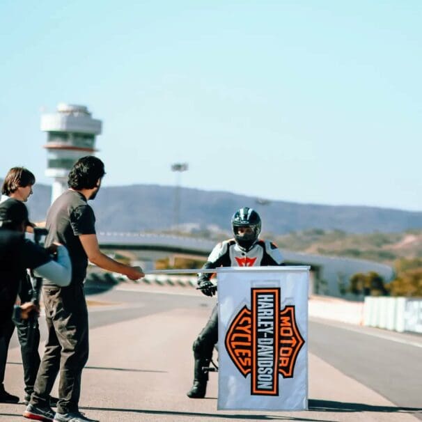 A view of the Sportster S punching through a country endurance record in Jaipur