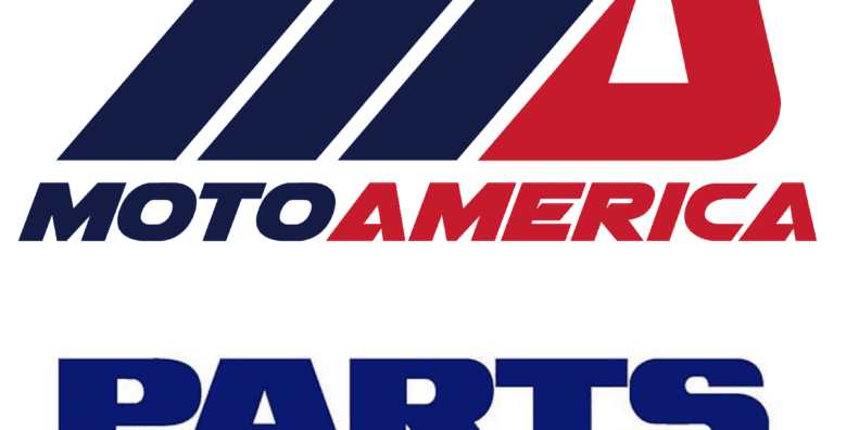 A view of the MotoAmerica and Parts Unlimited Logos