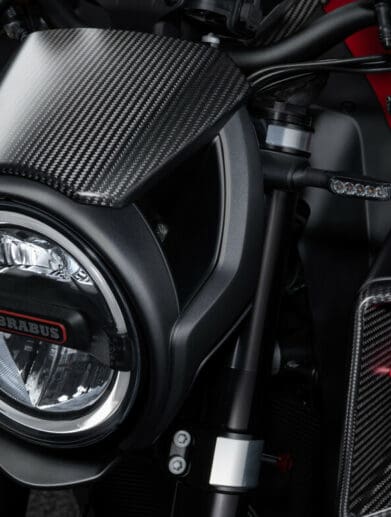 A view of the KTM Brabus 1300 R - the result of a partnership with German Auto Performance brand Brabus and Austrian motorbike brand KTM