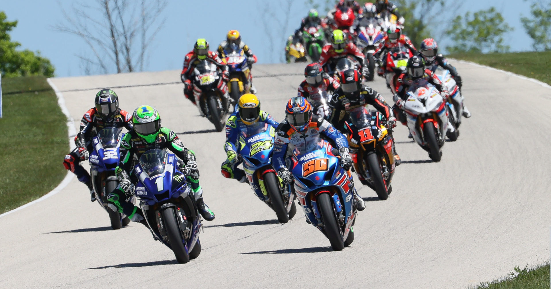 MotoAmerica racers leaning into the twisties