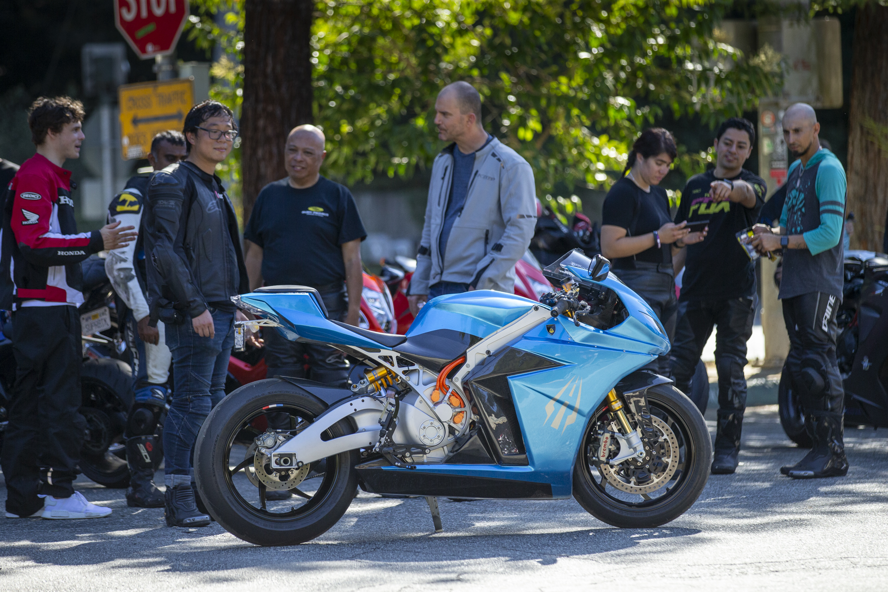 A view of the lightning strike electric motorcycle