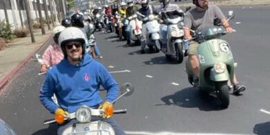 Riders on their Vespas at an Amerivespa event