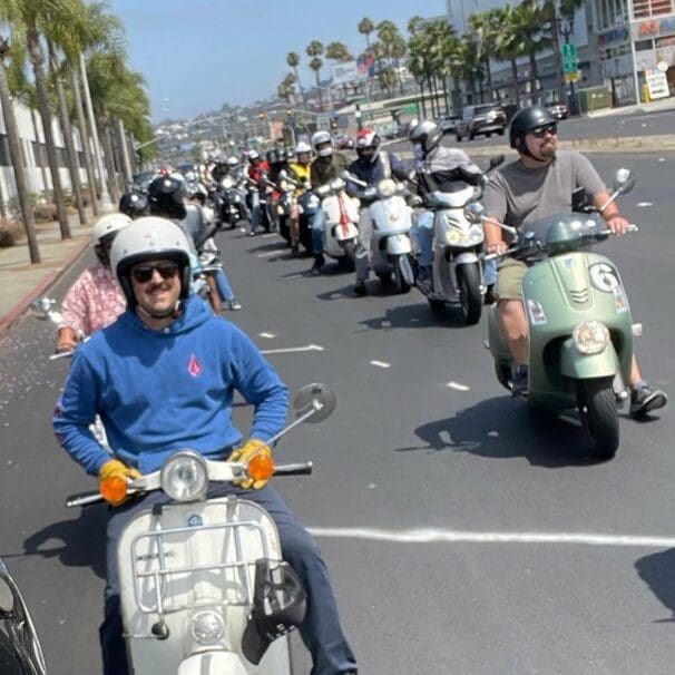 Riders on their Vespas at an Amerivespa event