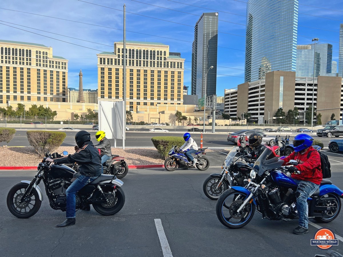 Ruroc enthusiasts riding away with Atlas 4.0 helmets at the launch in Las Vegas