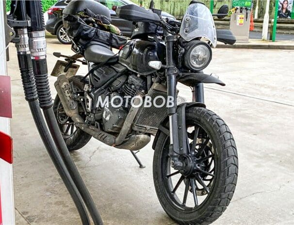 An image of the test mule of the upcoming Bajaj-Triumph scrambler