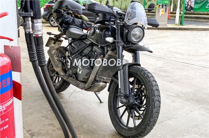 An image of the test mule of the upcoming Bajaj-Triumph scrambler