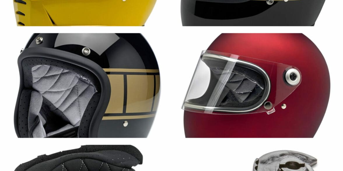 Deal of the week collage of Biltwell helmets up to 40 percent off