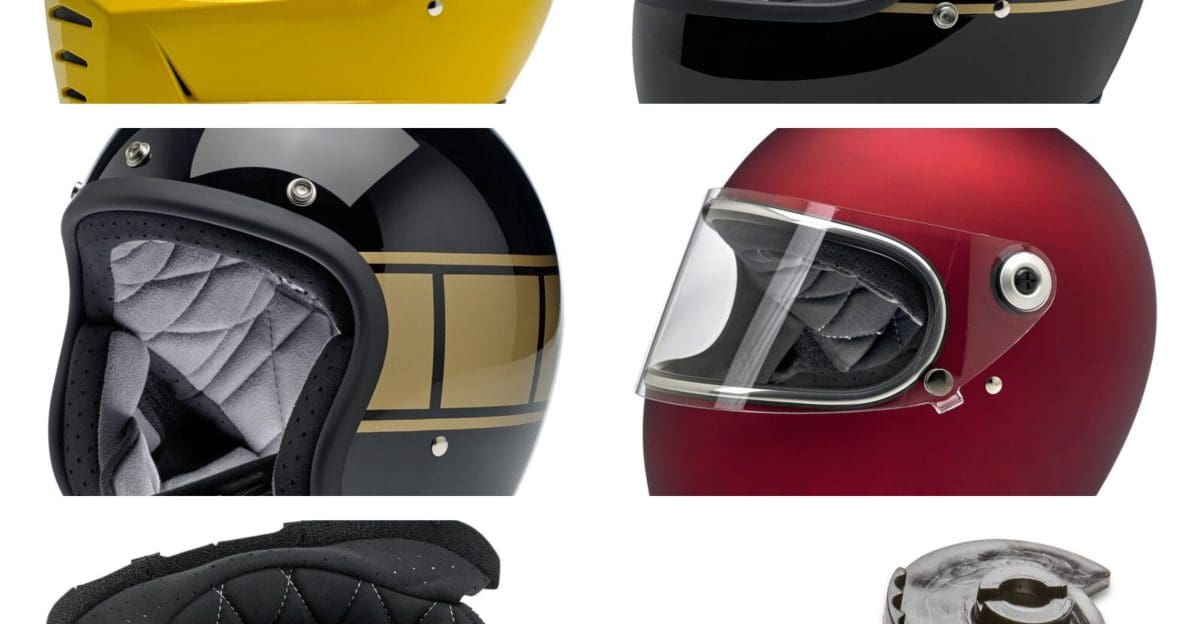 Deal of the week collage of Biltwell helmets up to 40 percent off