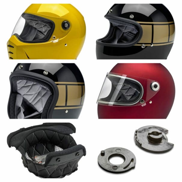 Deal of the week collage of Biltwell helmets up to 40 percent off