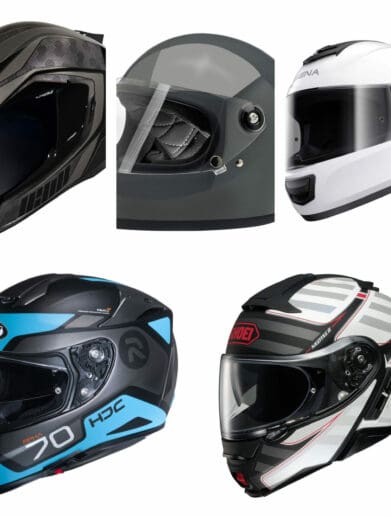 Collage of motorcycle helmets over 20% off on Revzilla this week