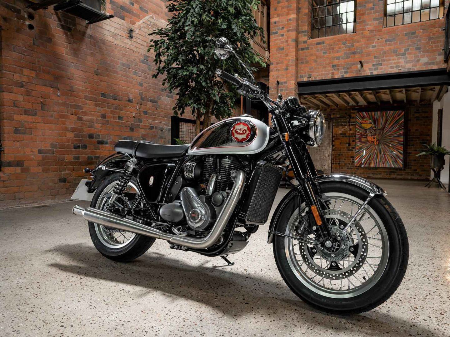 2022 Gold Star 650 single motorcycle indoors at BSA headquarters in the UK