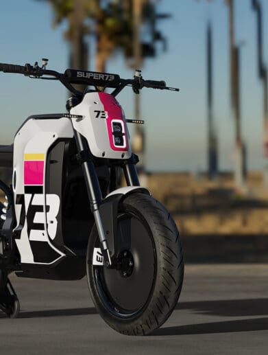 A view of the all-new SUPER73 C1X concept electric motorbike - a small-displacement machine meant to live in the grey zone between electric bicycle and electric motorcycle.