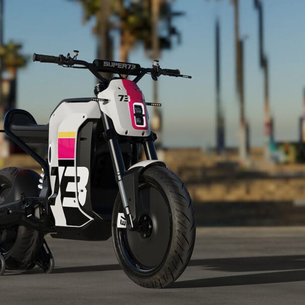A view of the all-new SUPER73 C1X concept electric motorbike - a small-displacement machine meant to live in the grey zone between electric bicycle and electric motorcycle.