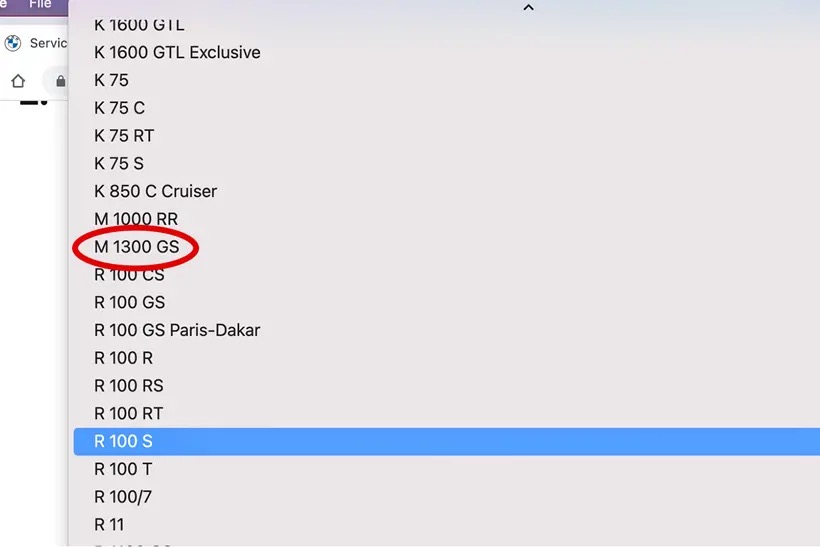 A view of the leak from the BMW servicing website showing the eventual arrival of the R1400GS, R1300GS and M1300GS Adventure bikes