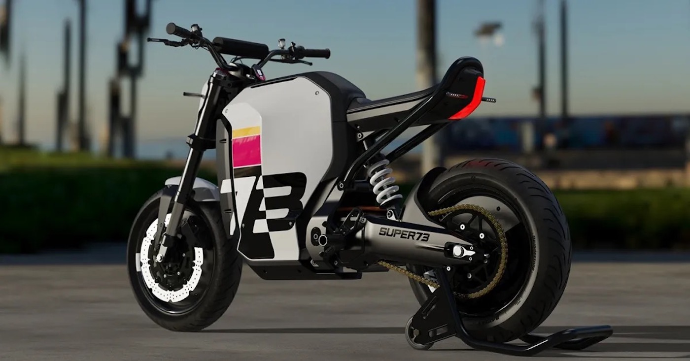 A view of the all-new SUPER73 C1X concept electric motorbike - a small-displacement machine meant to live in the grey zone between electric bicycle and electric motorcycle.