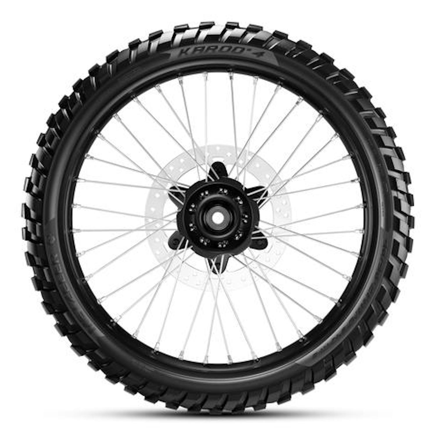 A view of the Metzeler Karoo 4 knobbly tyres, available as of this month