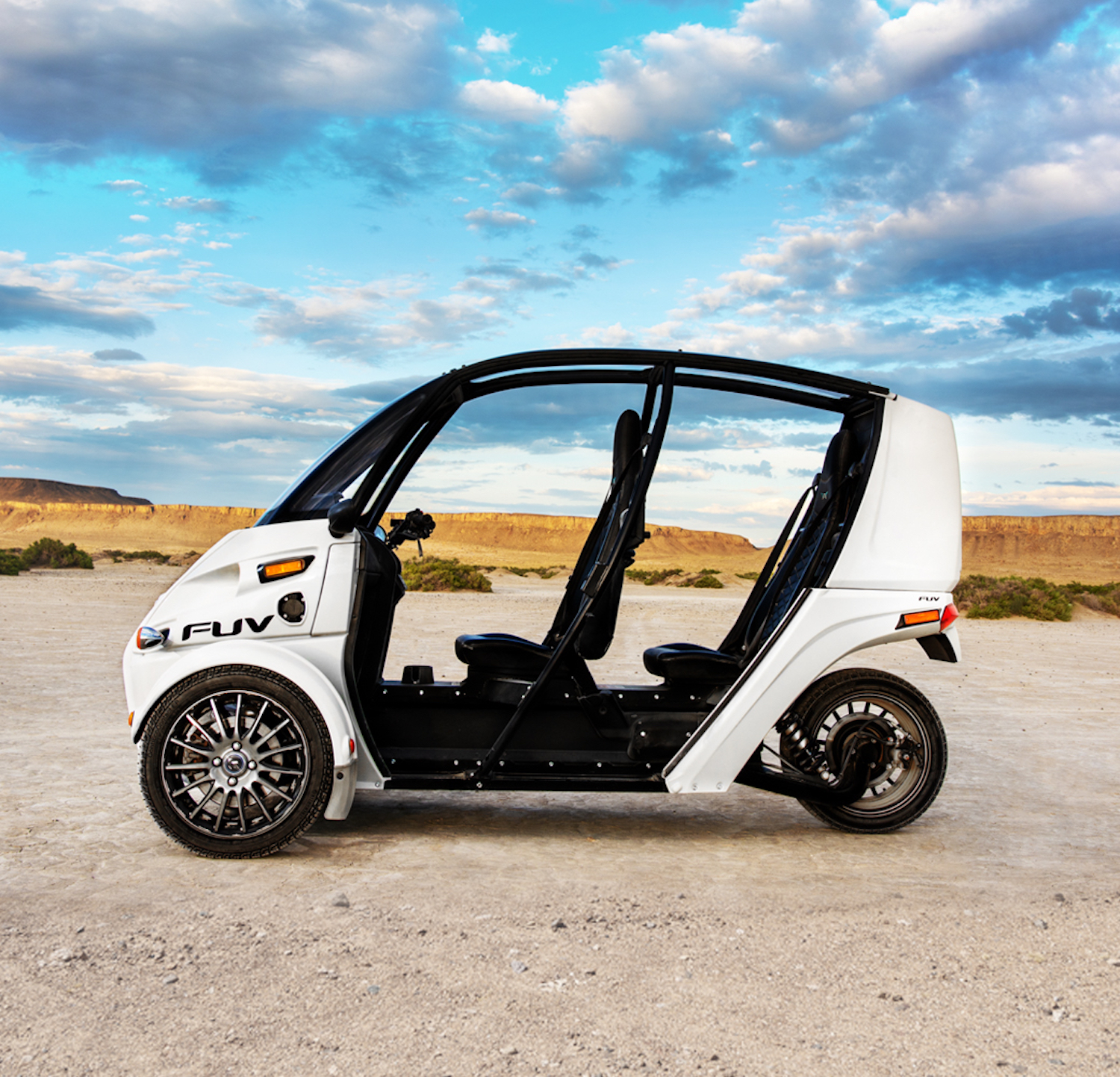 A view of the three-wheeled vehicles owned by Arcimoto Inc.