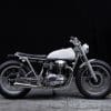 A view of the custom The Kawasaki W650 ‘Skin Milk’, Courtesy of Bad Winners