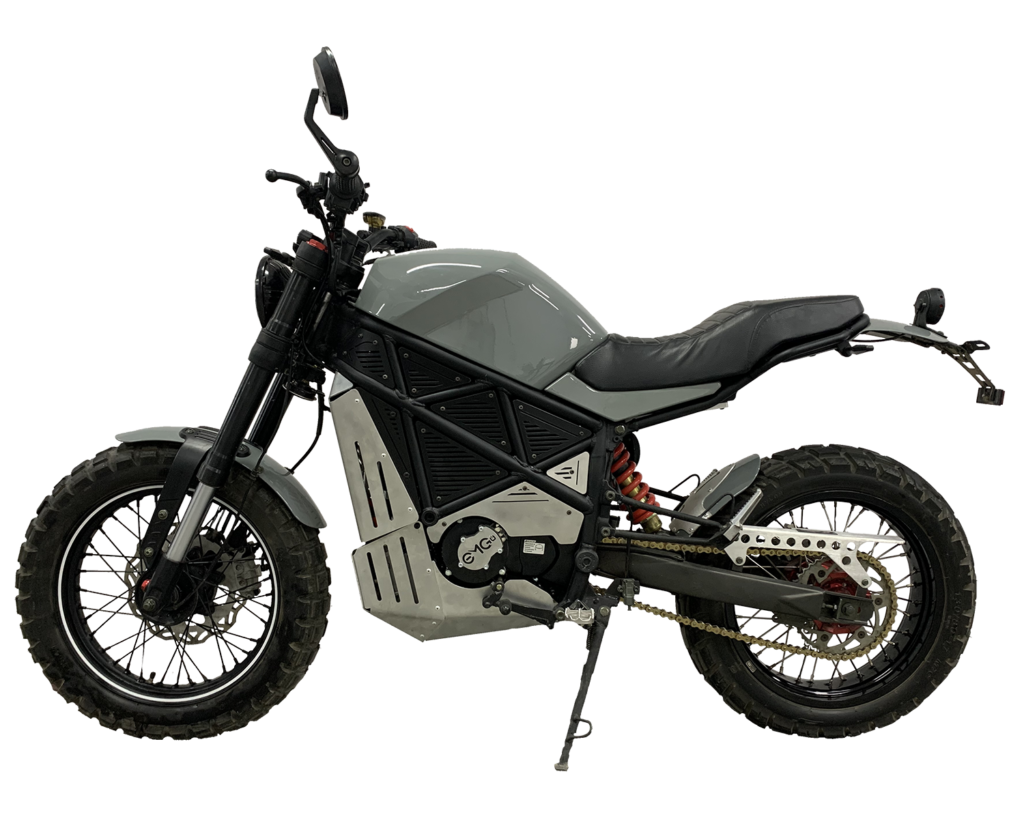 A view of the all-new ScrAmper electric motorcycle which will be available on Indiegogo by the next of next week