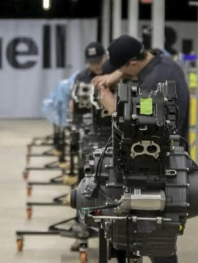 A view of the production of the new dirt bike being revealed by Buell at the Daytona Bike Week this weekend