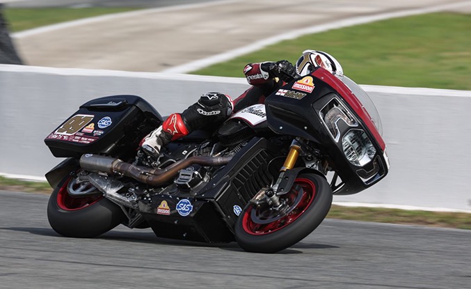 A view of the winning team of Indian Motorcycles at the Daytona KOTB and AFT classes