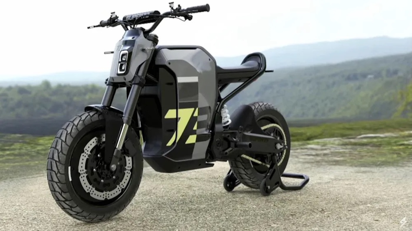 A view of the all-new SUPER73 C1X concept electric motorbike - a small-displacement machine meant to live in the grey zone between electric bicycle and electric motorcycle.