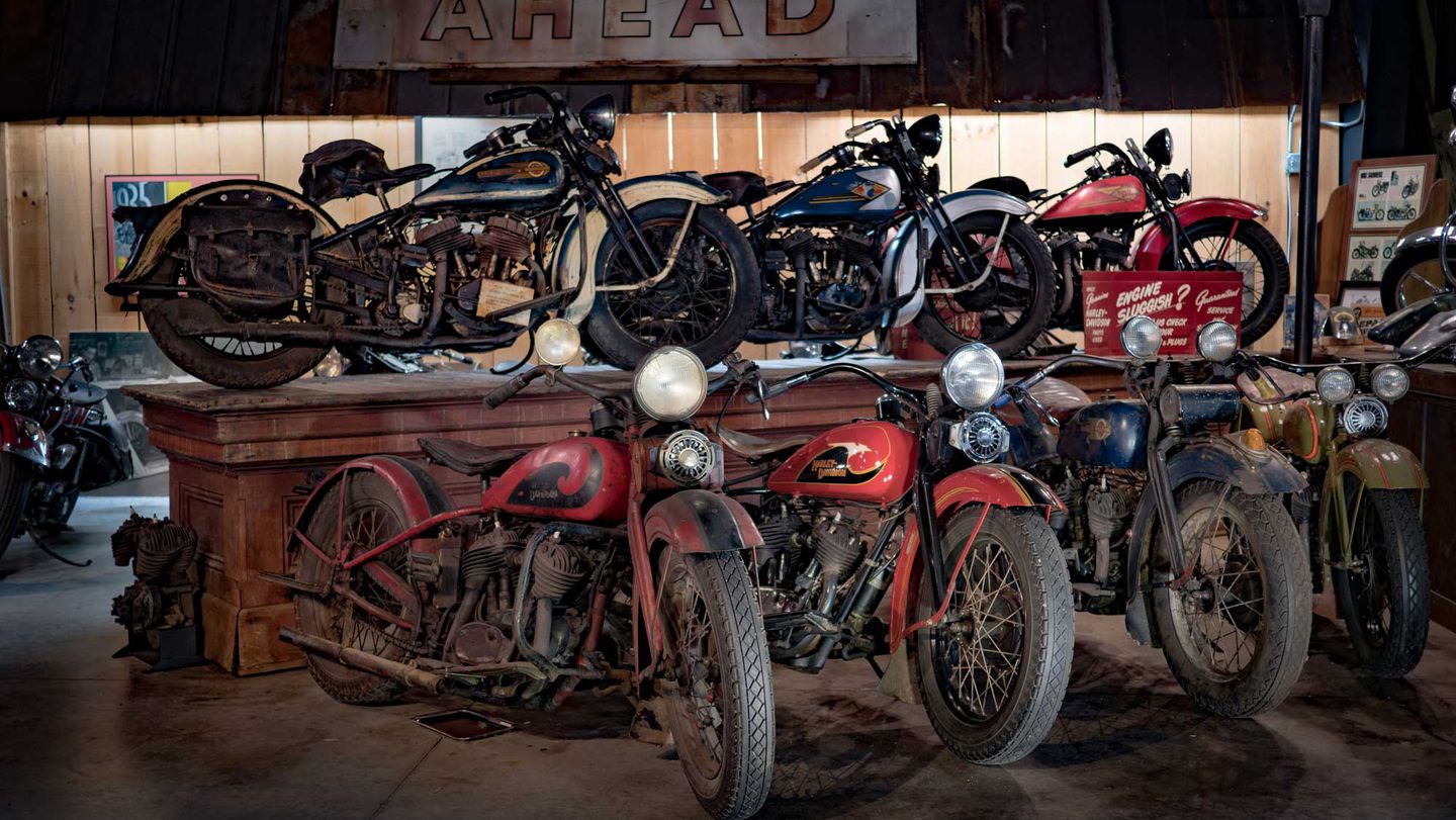 A view of Dale Walkslers museum, 'Wheels through time', in which every bike has to be working