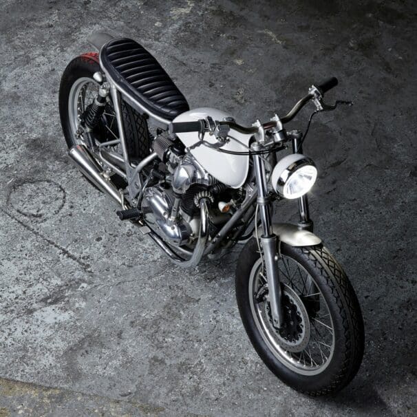 A view of the custom The Kawasaki W650 ‘Skin Milk’, Courtesy of Bad Winners