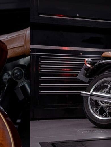 A view of the one-off Triumph Bonneville T120 that will be proffered along with a custom Gibson Les Paul Standard to reward the highest fundraiser for the Distinguished Gentleman's Ride