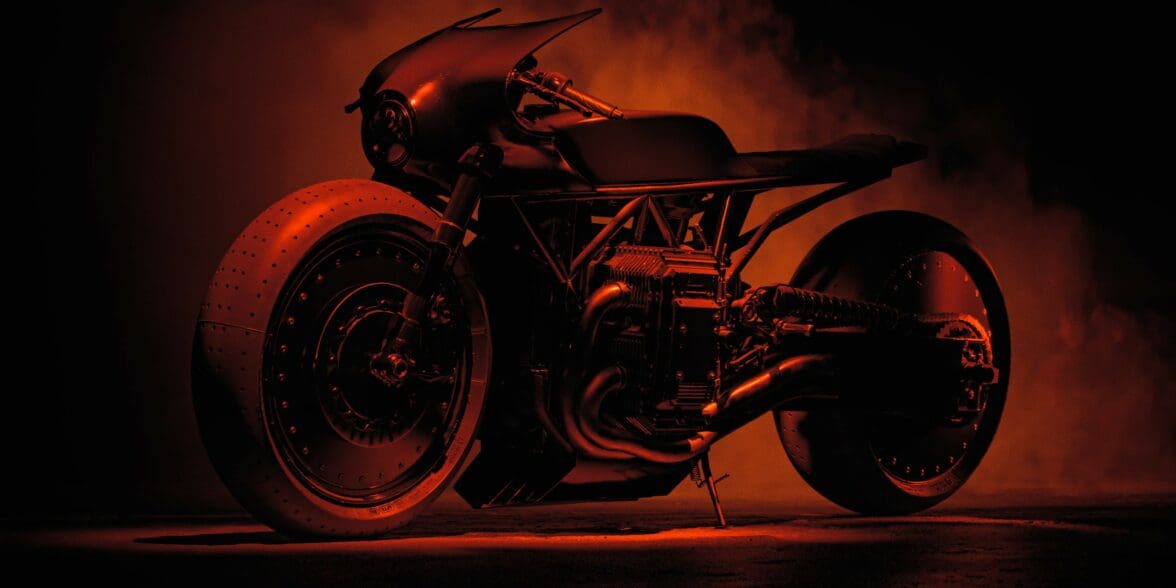 A view of the two motorcycles that were used in the new Batman movie - the Batcycle, and the Drifter