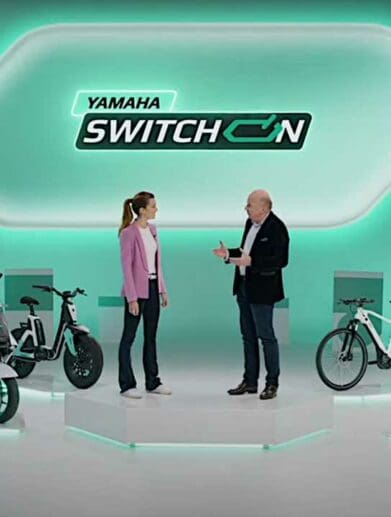 A view of the new electric lineup offered by Yamaha with focus on teh collab between yamaha and Gogoro for small-displacement electric machines set to sync up to a charging network
