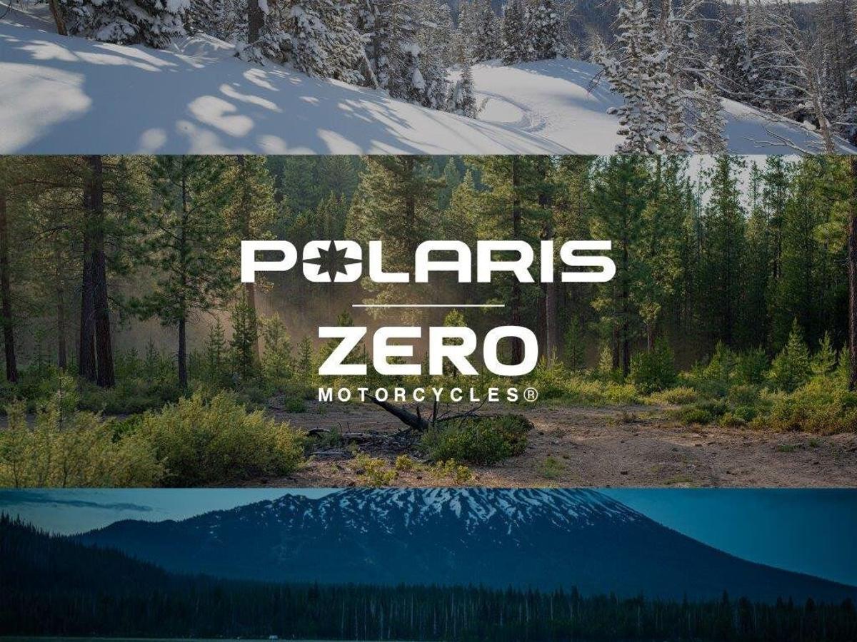 A view of the collaborative advert logo used by Polaris and Zero Motorcycles