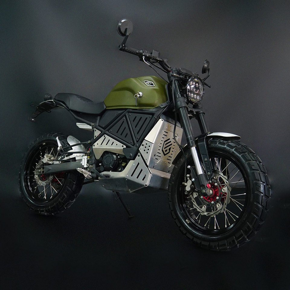 A view of the all-new ScrAmper electric motorcycle which will be available on Indiegogo by the next of next week