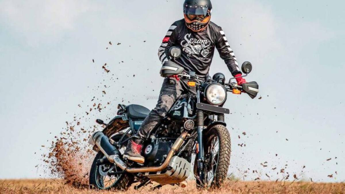 A view of the all-new Royal Enfield Scram 411 - a scrambler with ADV genetics gleaned straight from the Himalayan