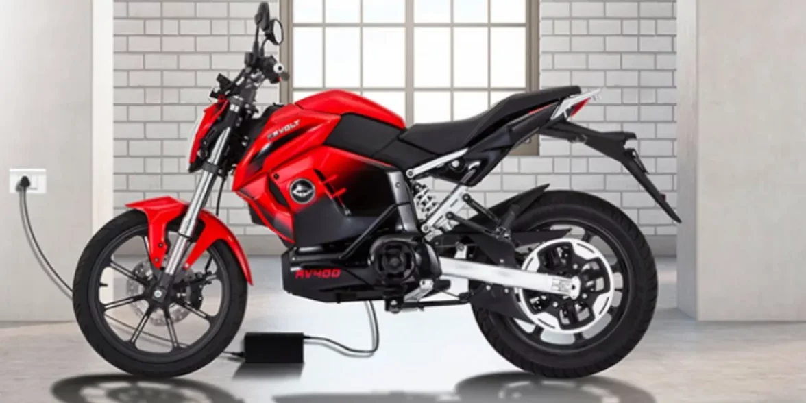 A view of the RVLT electric motorcycle