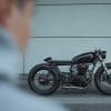 a 1979 Yammie XS650 from custom bike shop Motocrew that features a long, blacked out aesthetic