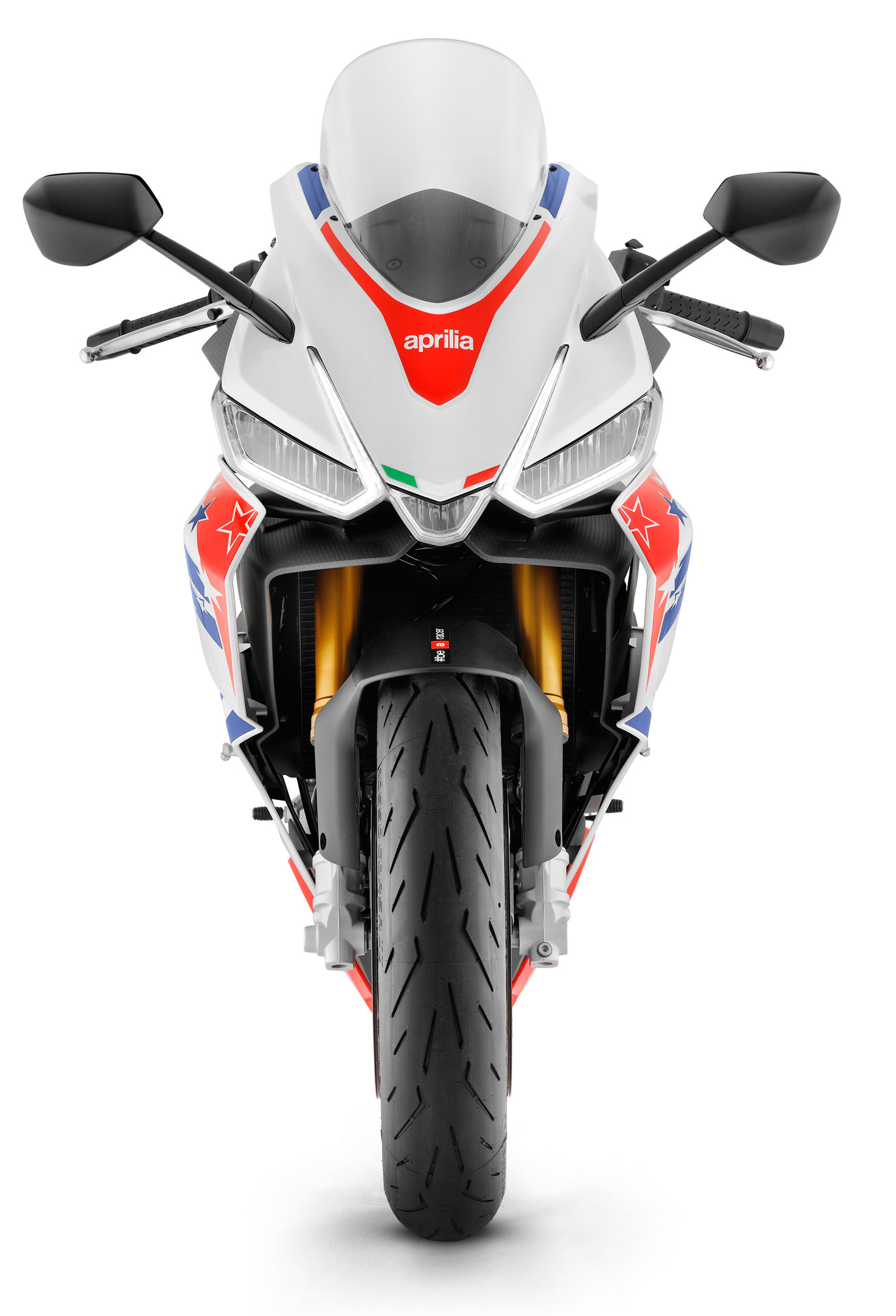 A view of the Aprilia Stars & Stripes Limited Edition, as well as the Tuono 660 Factory