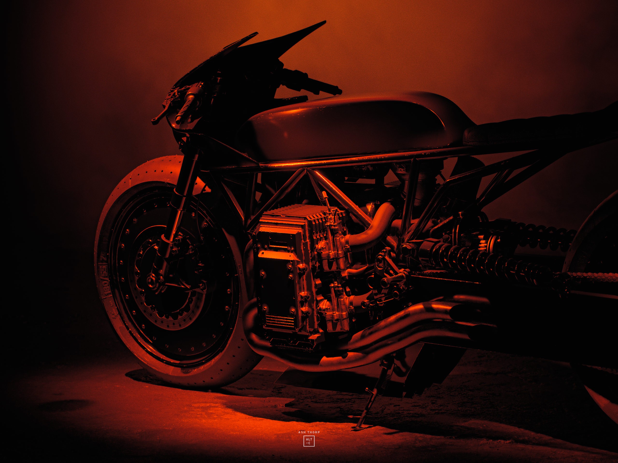 A view of the two motorcycles that were used in the new Batman movie - the Batcycle, and the Drifter