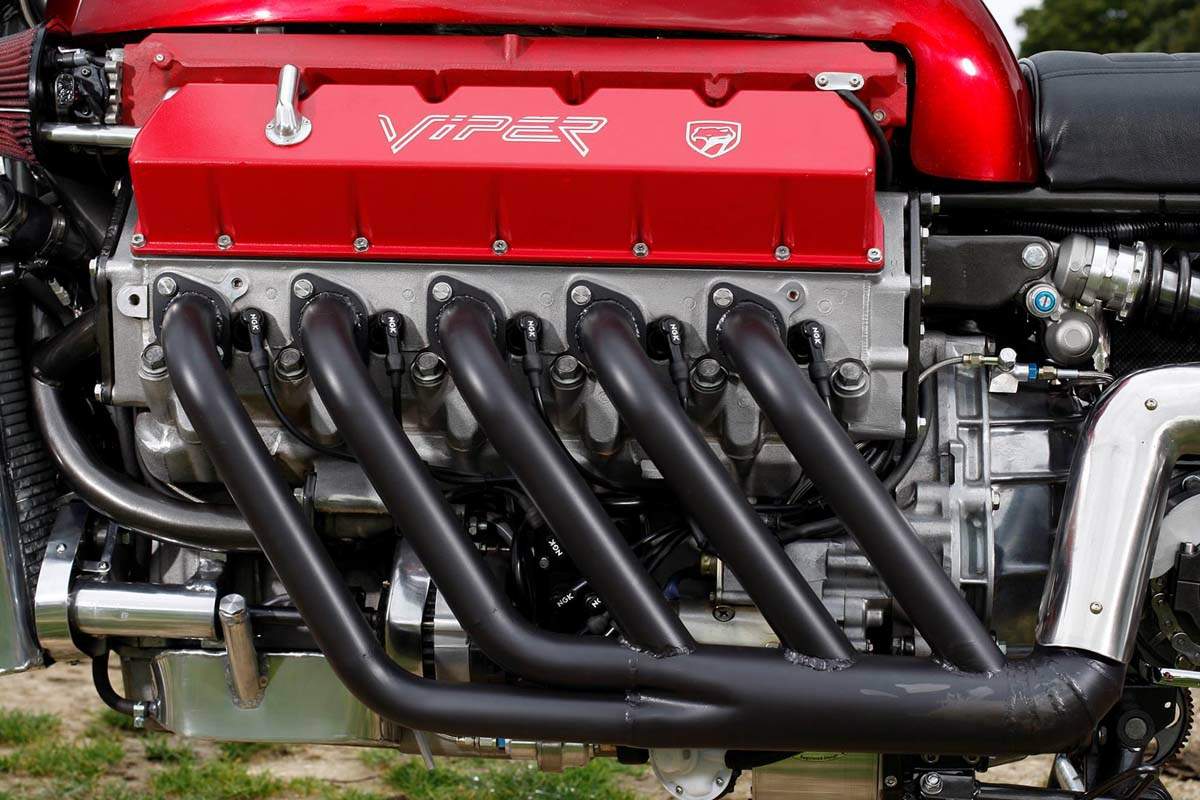 A view of the Millyard Viper V10 - a muscle cycle that boasts an *8.4 10l engine from a Viper ACL