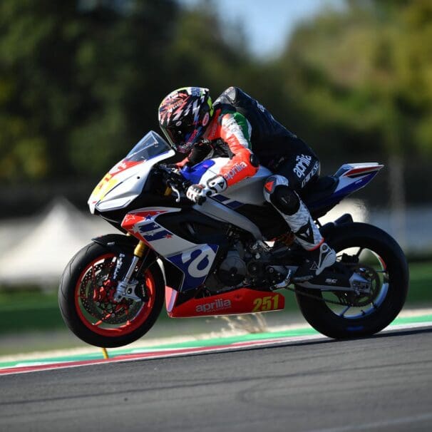 A view of the Aprilia Stars & Stripes Limited Edition, as well as the Tuono 660 Factory