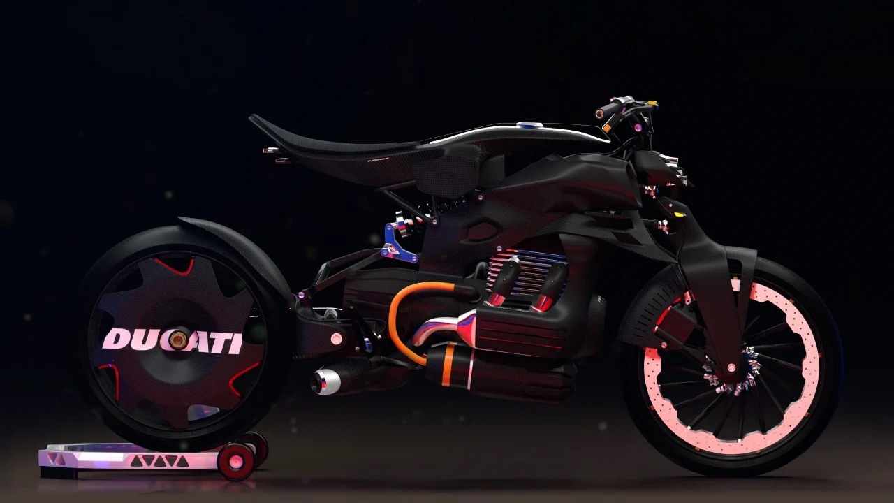 A view of the new motorcycle concept from a danish transportation designer by the name of Daniel Kemnitz, called the Ducati Ghost