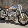 A view of the BMW SURVIVOR - Lord Drake Custom's newest cafe racer offering out if their shop in Spain
