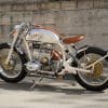 A view of the BMW SURVIVOR - Lord Drake Custom's newest cafe racer offering out if their shop in Spain