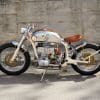 A view of the BMW SURVIVOR - Lord Drake Custom's newest cafe racer offering out if their shop in Spain