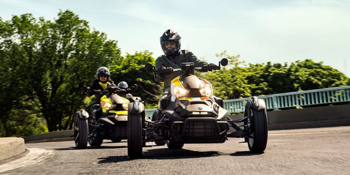 A view of the new Can Am lineup, including the Ryker and Spyder